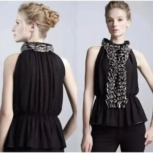 Robert Rodriguez Neiman Marcus Target Ruffle Sleeveless Georgette Top Sheer Sz M